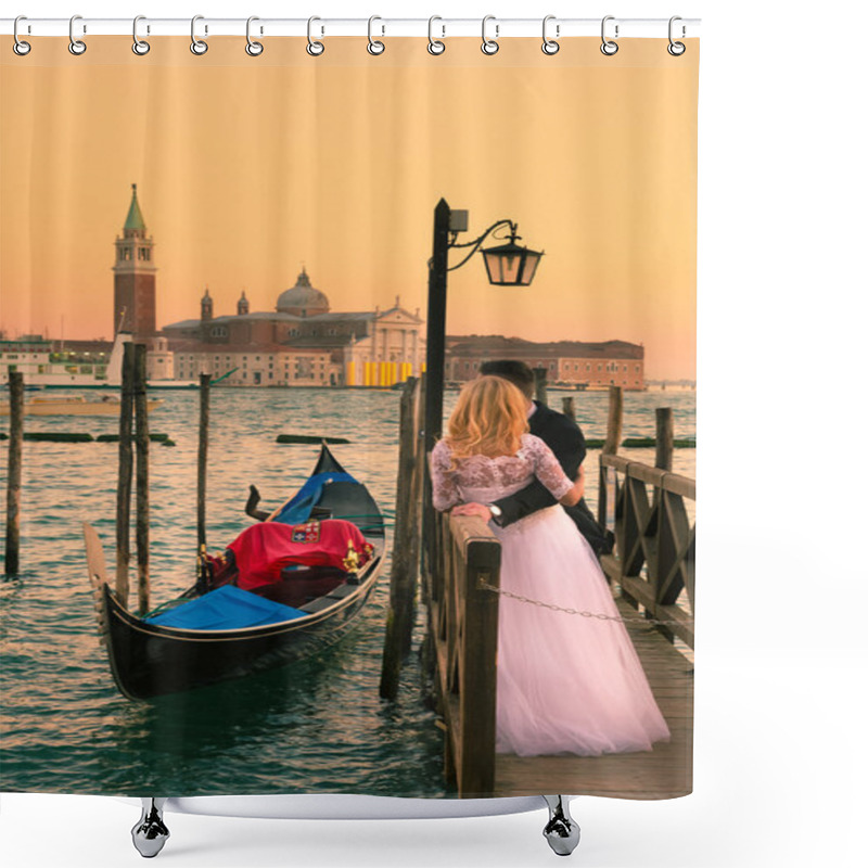 Personality  Just Married In Venice, Italy. Shower Curtains