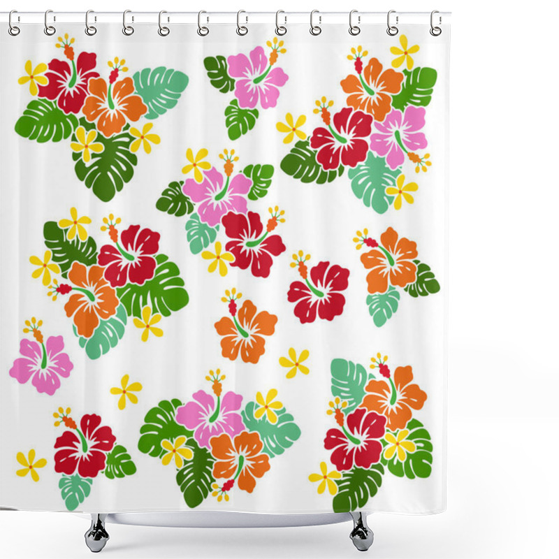 Personality  Hibiscus Flower Illustration,I Drew Hibiscus For Designing It, Shower Curtains