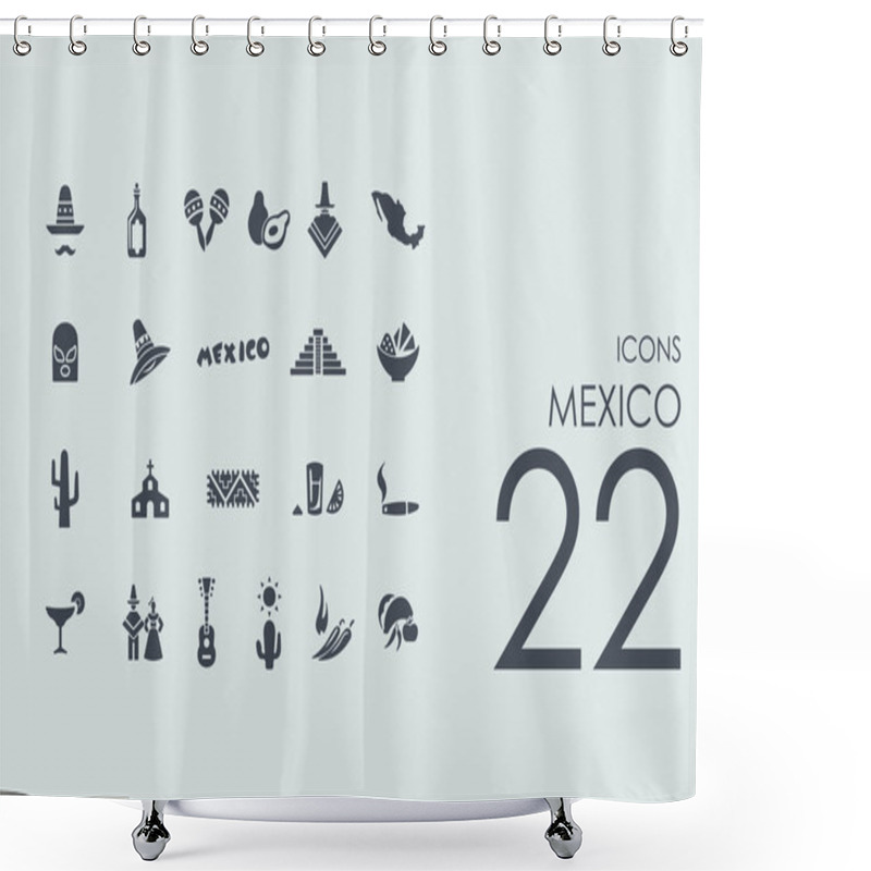 Personality  Set Of Mexico Icons Shower Curtains