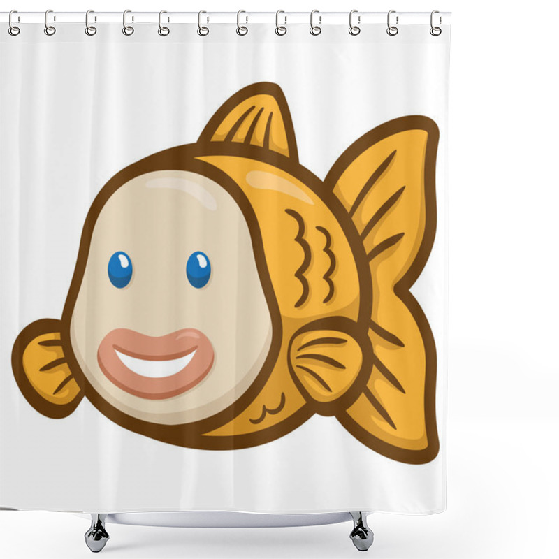 Personality  Illustration Representing Icon Mascot Goldfish. Ideal For Veterinary Materials And Pet Shop Shower Curtains