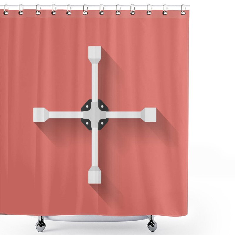 Personality  Wheel Wrench Or Lug Wrench Icon. Flat Style Shower Curtains