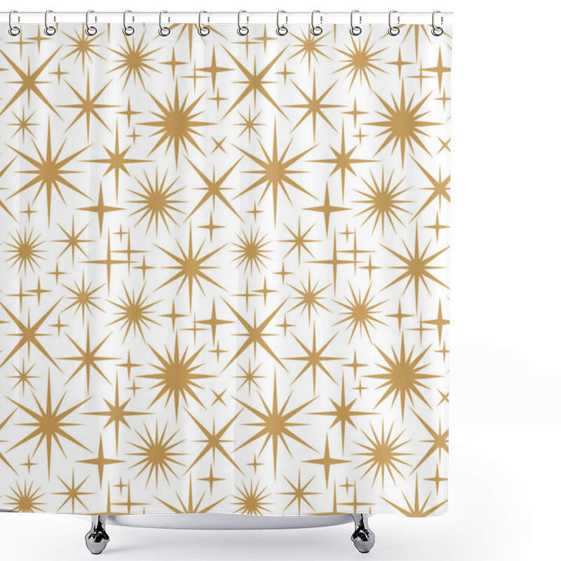 Personality  Magical Starry Seamless Pattern With Gold Star Design Elements On White Background. Vector Background For Decoration In A Flat Modern Style. Shower Curtains