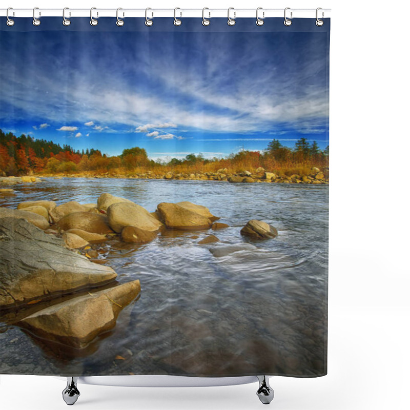 Personality  Rocky Shore Of The River Shower Curtains