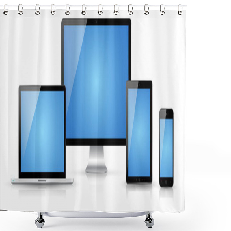 Personality  Modern Digital Tech Device Collection Shower Curtains