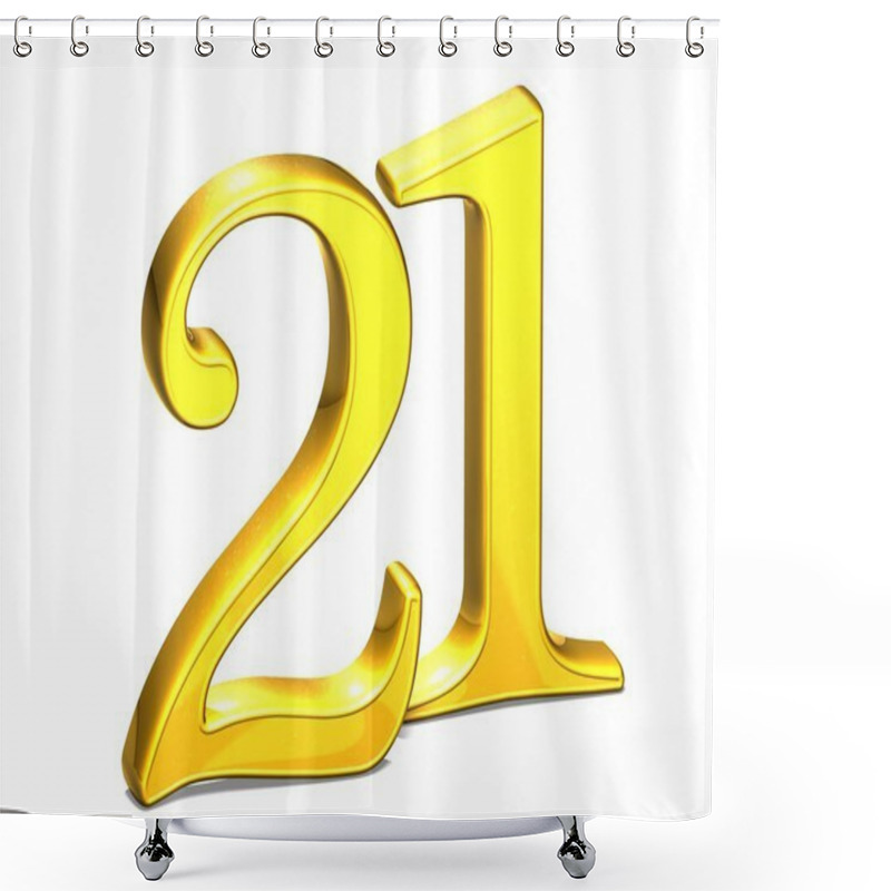 Personality  3D Gold Number Twenty-one On White Background Shower Curtains