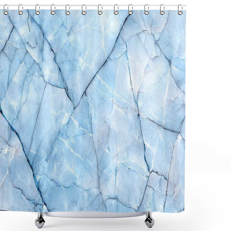 Personality  Close-up Of A Blue Marble Texture With Natural Veins, Creating An Abstract And Serene Background Ideal For Various Design Projects. Shower Curtains