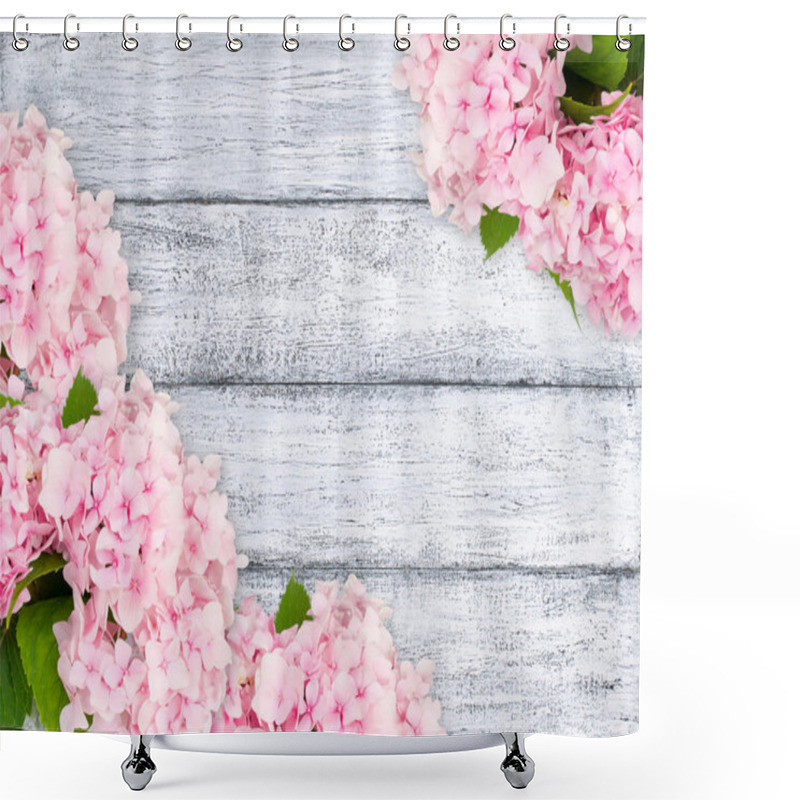 Personality  Hydrangeas On Shabby Wooden Planks Shower Curtains