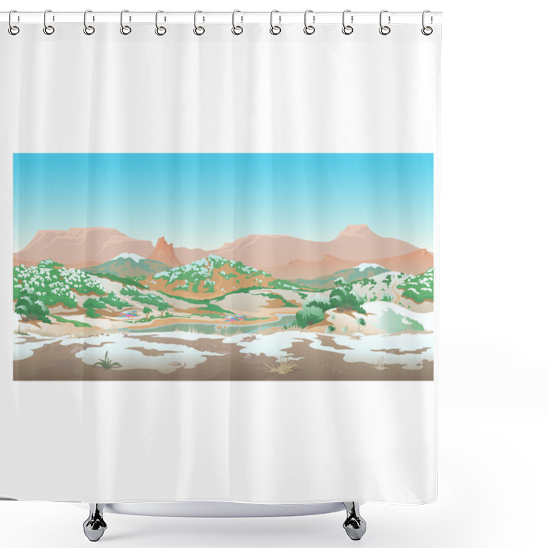 Personality  Natural Desert Landscape, Valley In Early Spring Shower Curtains