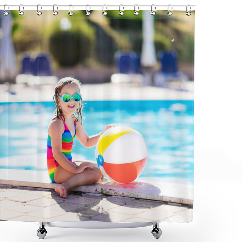 Personality  Child In Swimming Pool On Summer Vacation Shower Curtains