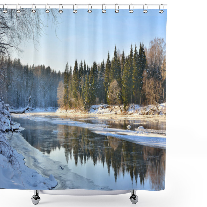 Personality  Gauja River Valley Winter Landscape. Sigulda, Latvia Shower Curtains