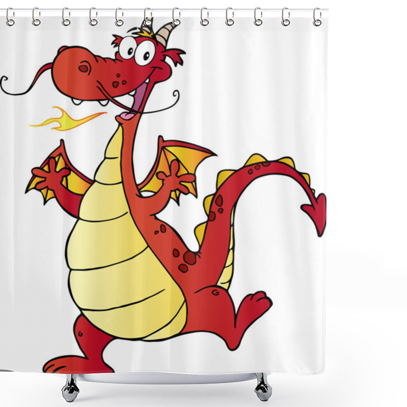 Personality  Happy Red Dragon Dancing Shower Curtains