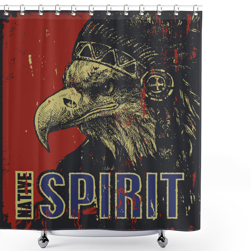 Personality  Eagle In War Bonnet. Vector Illustration Shower Curtains