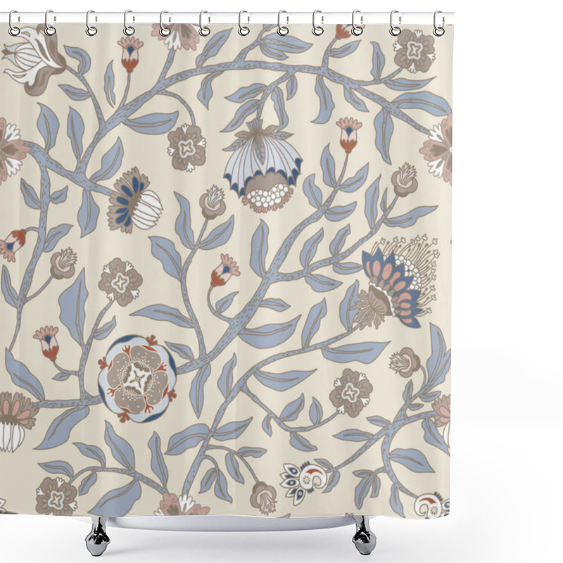 Personality  Earthy Colour Floral Seamless Pattern. Repeating Design Of Stylised Flowers And Leaves. Inspired By Traditional Folk Art And Botanical Motifs. Shower Curtains