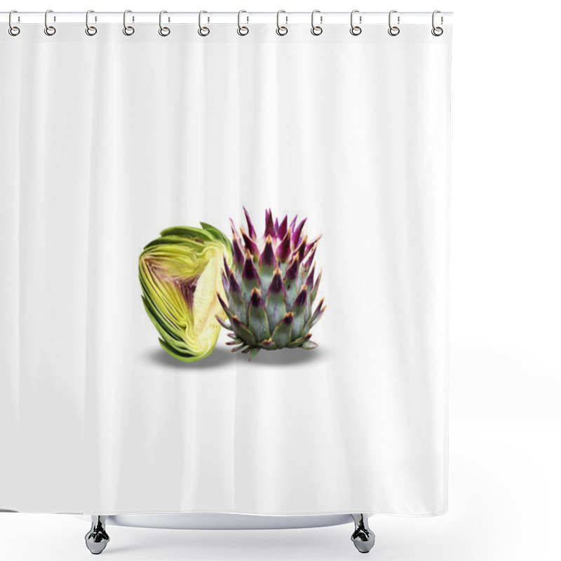 Personality  Globe Artichoke Or Cynara Cardunculus Fruits On Isolated White Background Shower Curtains