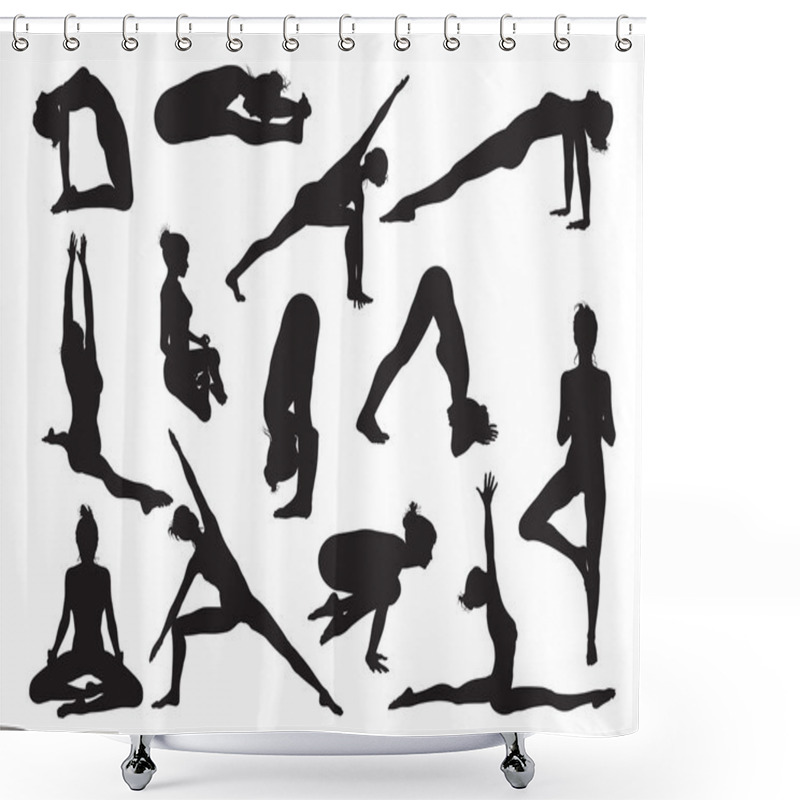 Personality  Yoga Pose Women Silhouettes Shower Curtains