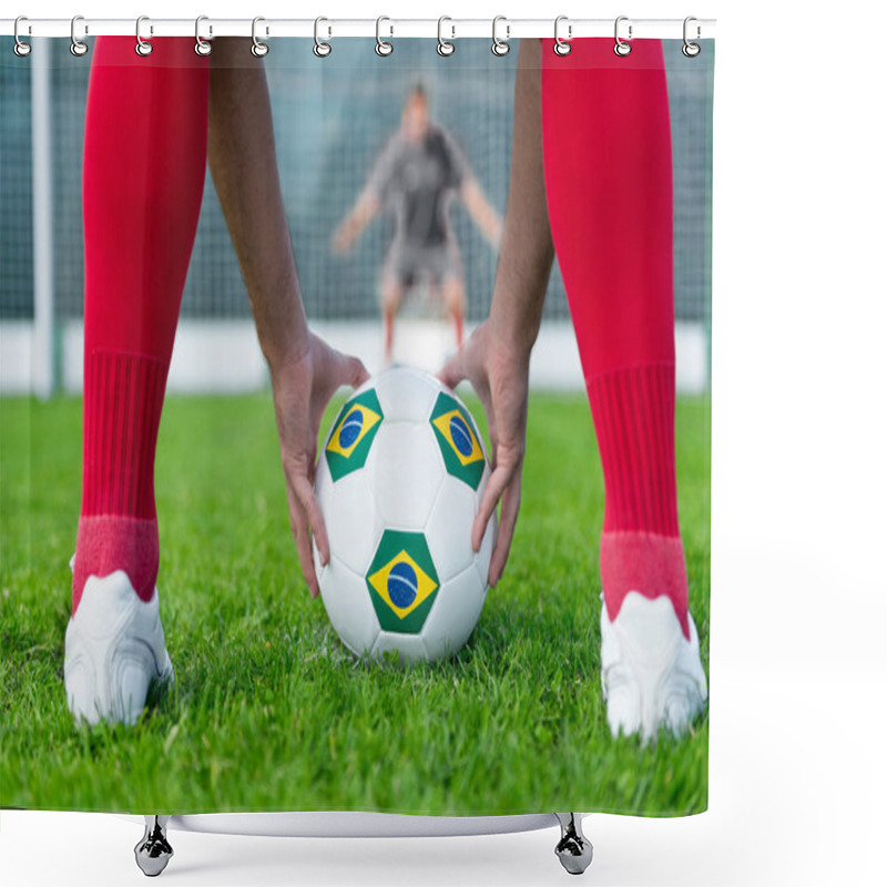 Personality  Striker Placing Ball  Shower Curtains