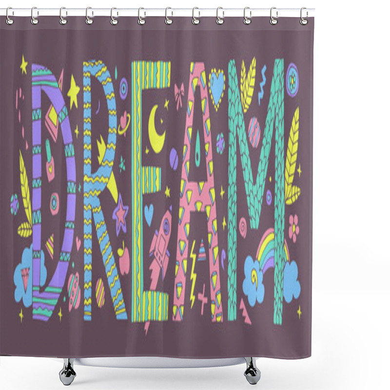 Personality  Doodle Dream Lettering Shower Curtains