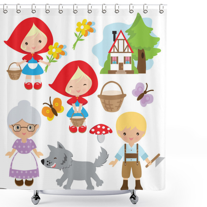 Personality  Red Riding Hood Vector Illustration Shower Curtains