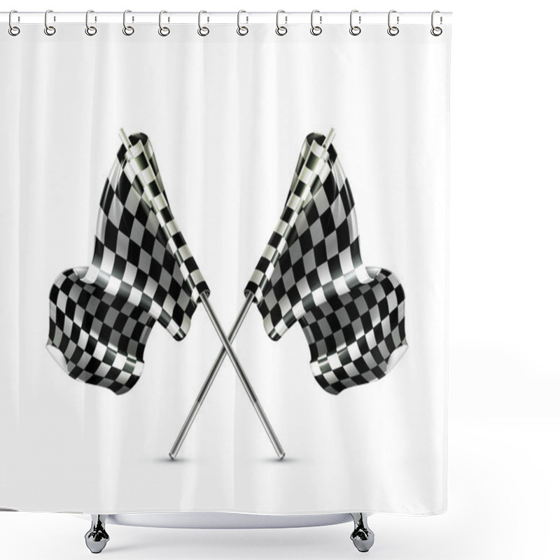 Personality  Two Crossed Checkered Flags Shower Curtains