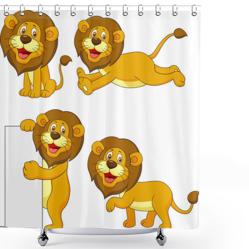 Personality  Cute Lion Cartoon Set Shower Curtains