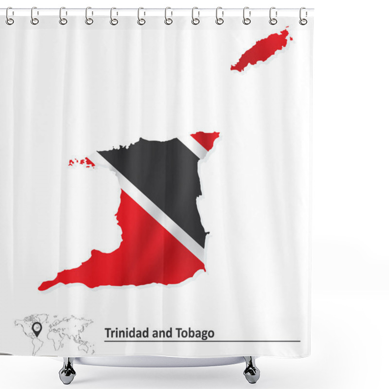 Personality  Map Of Trinidad And Tobago With Flag Shower Curtains