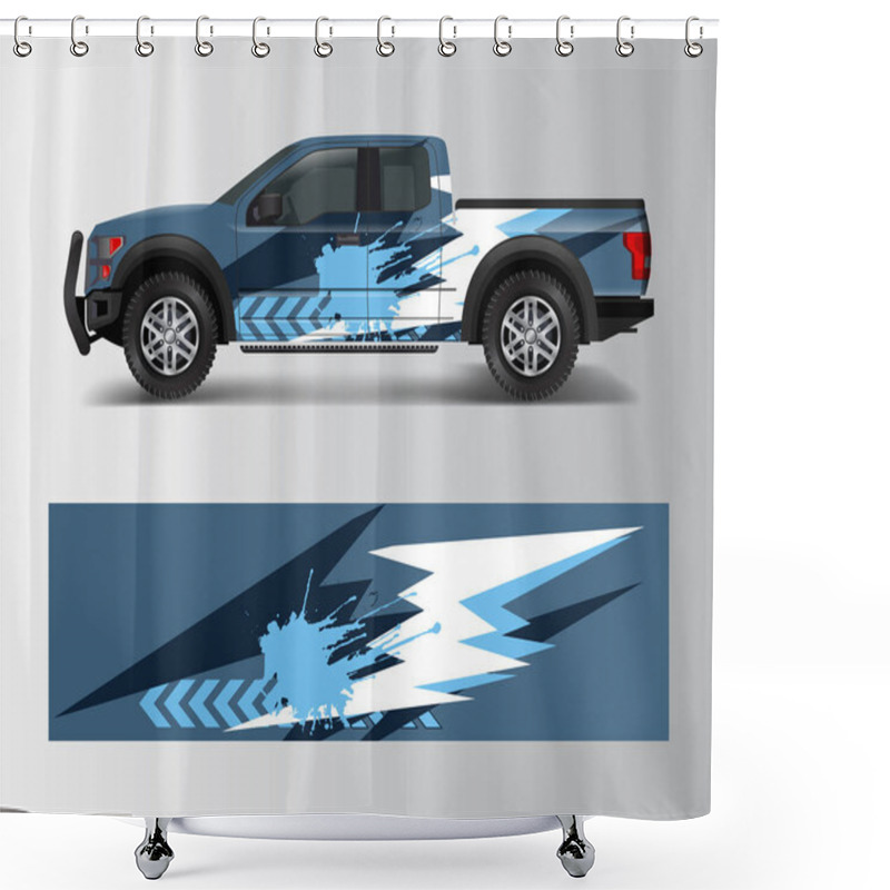 Personality  Pickup Truck Graphic Vector. Abstract Shape With Grunge Design For Vehicle Vinyl Wrap Shower Curtains