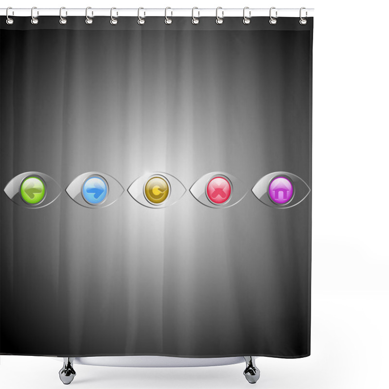 Personality  Eyes Browser Buttons, Vector Shower Curtains