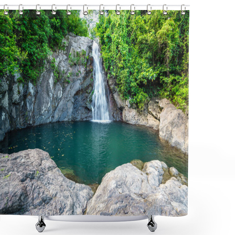 Personality  Beautiful Maribiina Waterfalls At Bato, Catanduanes, Philippines. Shower Curtains