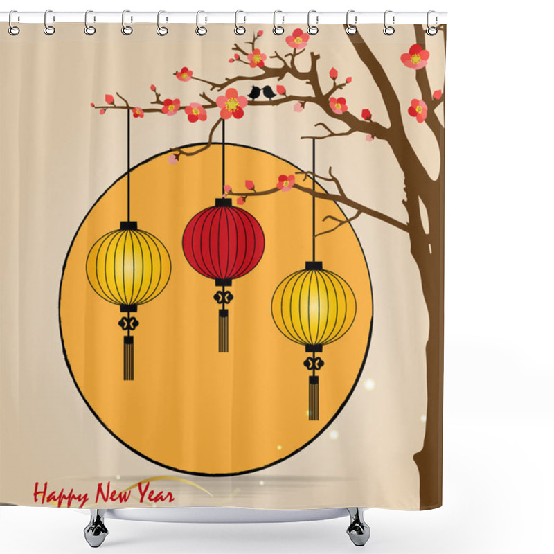 Personality  Big Traditional Chinese Lanterns Will Bring Good Luck And Peace Shower Curtains