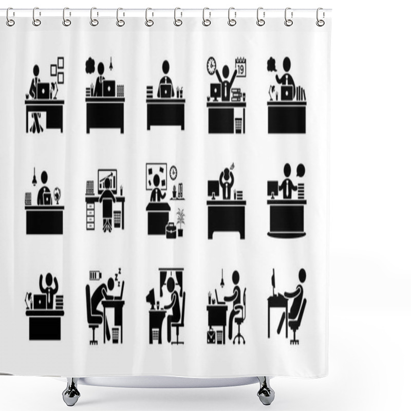 Personality  Day In Office Glyph Set Shower Curtains