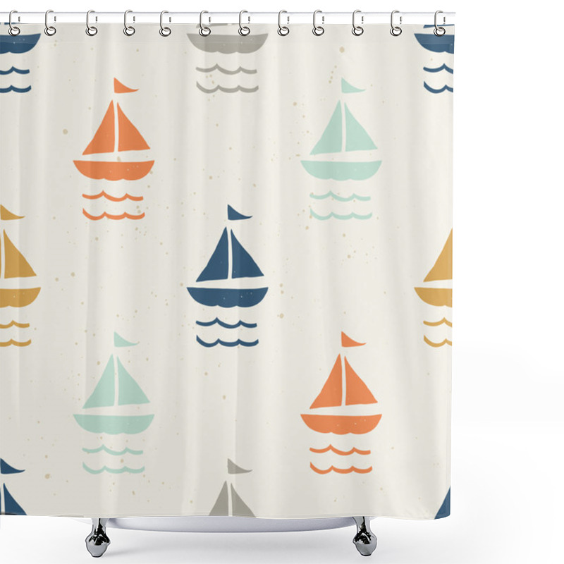 Personality  Seamless Pattern Ships. Shower Curtains