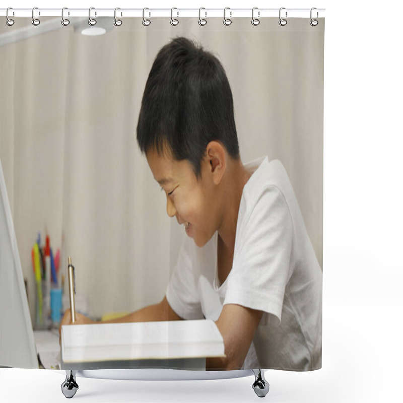 Personality  Studying Japanese Boy In Dining Room (fifth Grade At Elementary School) Shower Curtains