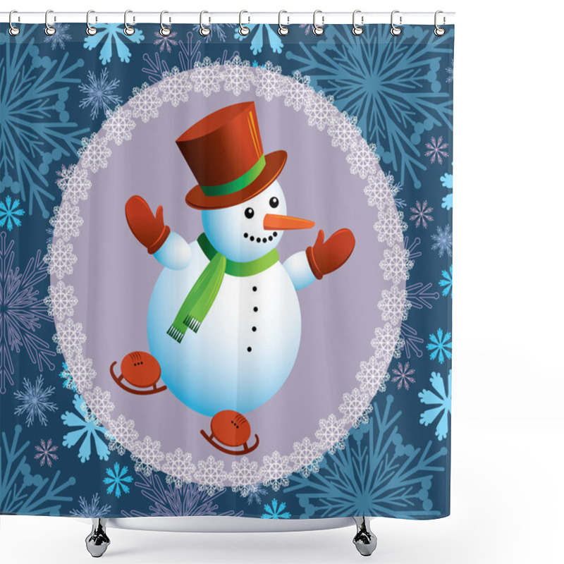 Personality  Snowman And Skating Shower Curtains