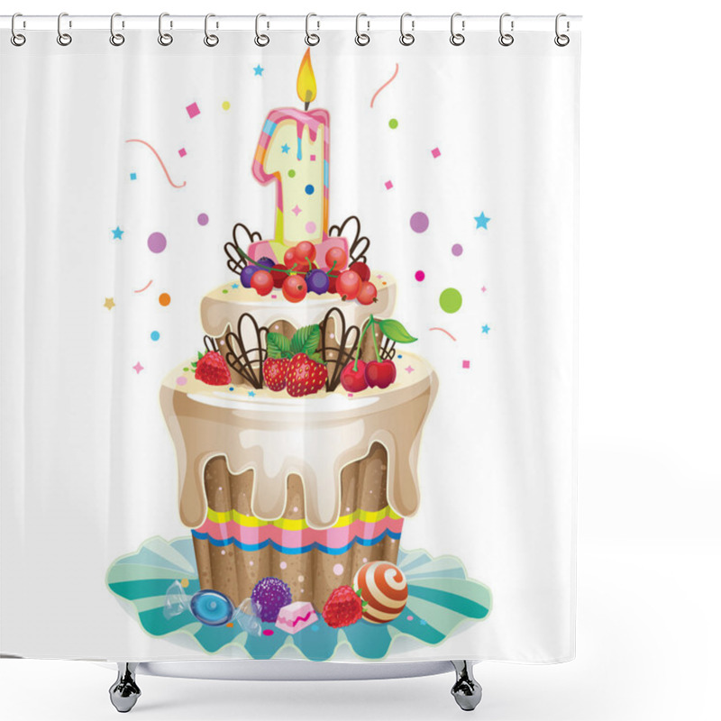 Personality  Happy Birthday Cake 1 Shower Curtains