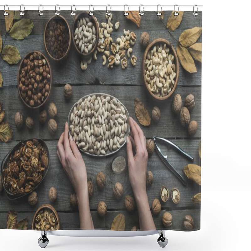 Personality  Assorted Nuts And Autumn Leaves Shower Curtains