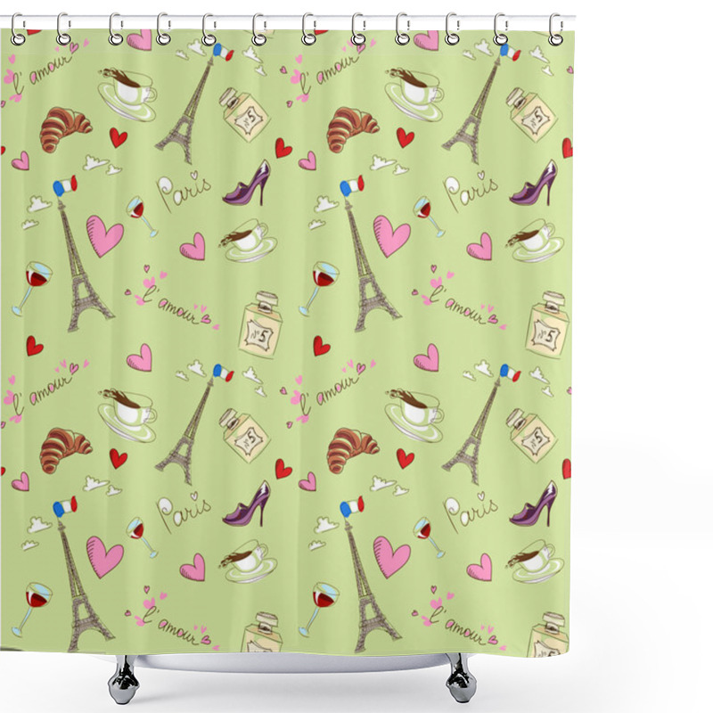 Personality  Paris Seamless Pattern Shower Curtains