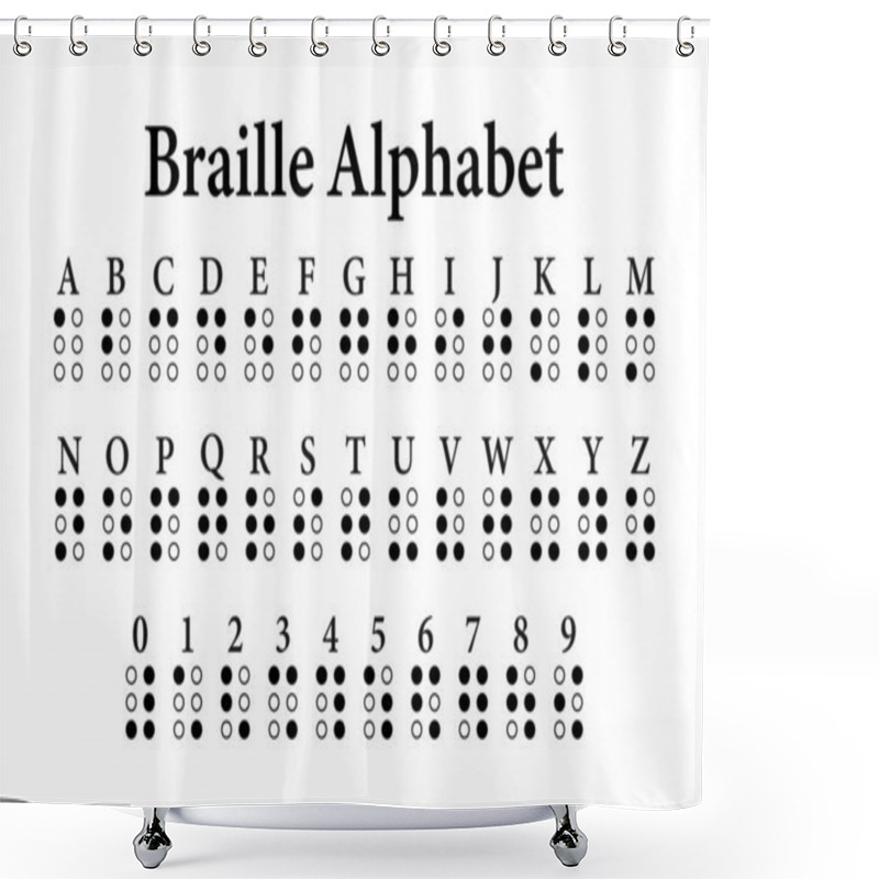 Personality  Braille Alphabet Letters. A Tactile Writing System For The Visually Impaired. Vector Illustration Shower Curtains