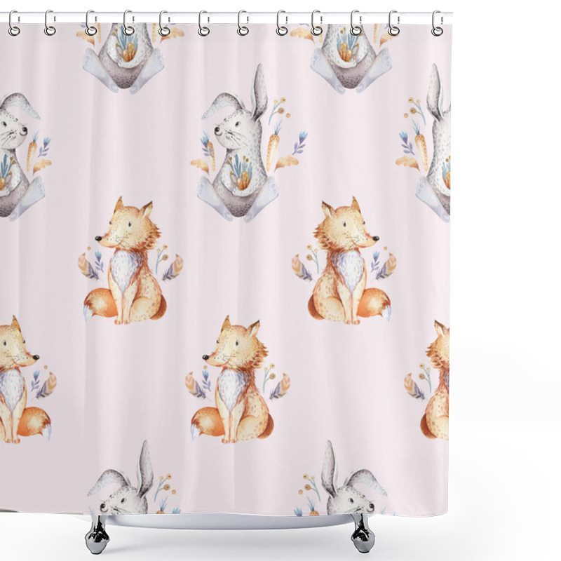 Personality  Baby Animals Nursery Isolated Seamless Pattern For Children Shower Curtains