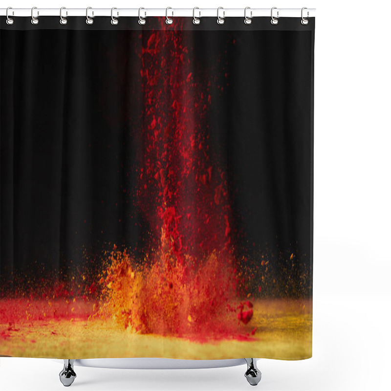 Personality  Orange Holi Powder Explosion On Black, Hindu Spring Festival Shower Curtains