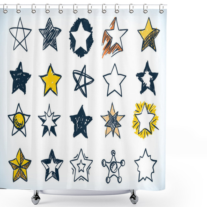 Personality  Collection Of Handdrawn Stars Shower Curtains