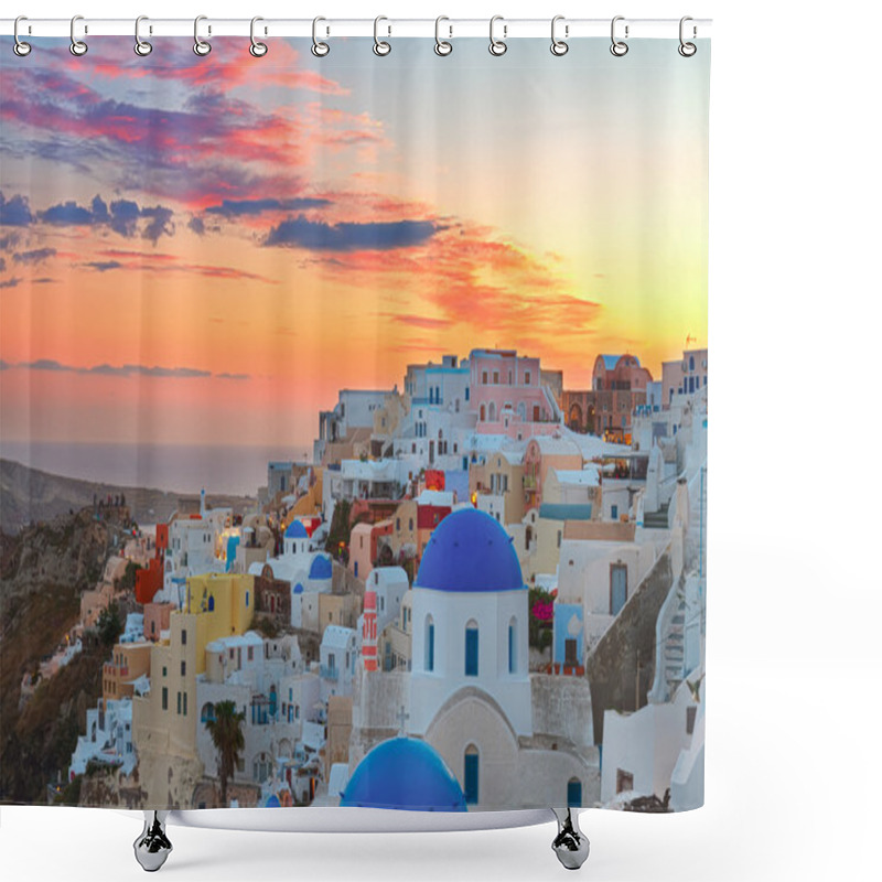 Personality  Oia, Traditional Greek Village Shower Curtains