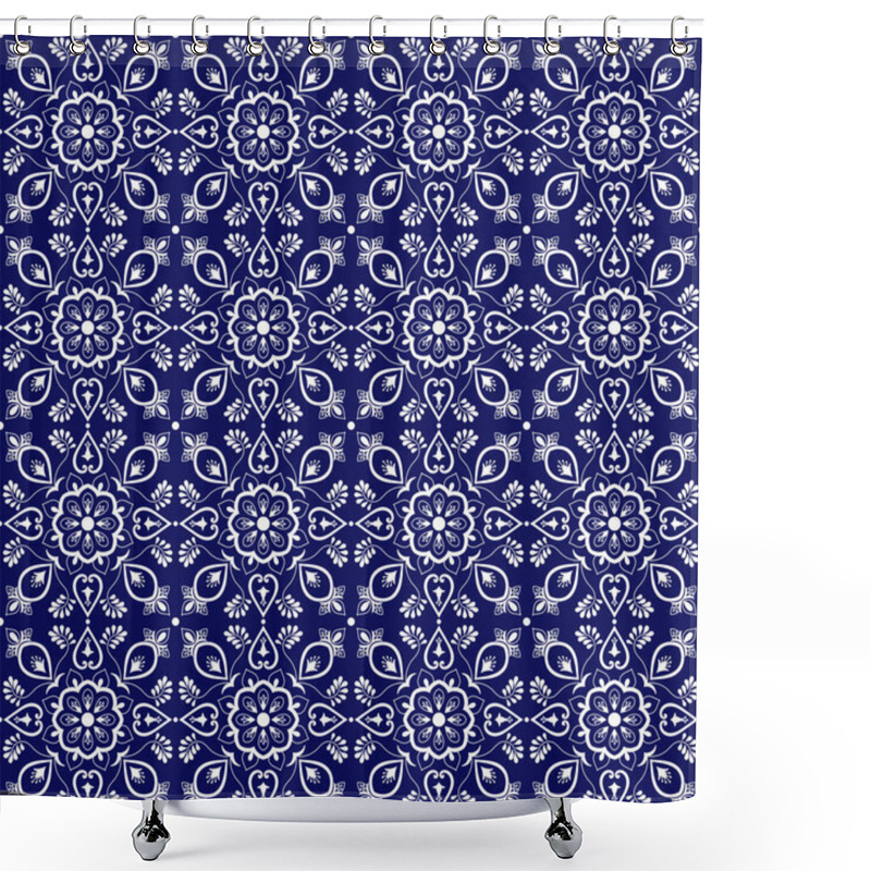 Personality  Delft Dutch Tile Pattern Vector Seamless  Shower Curtains