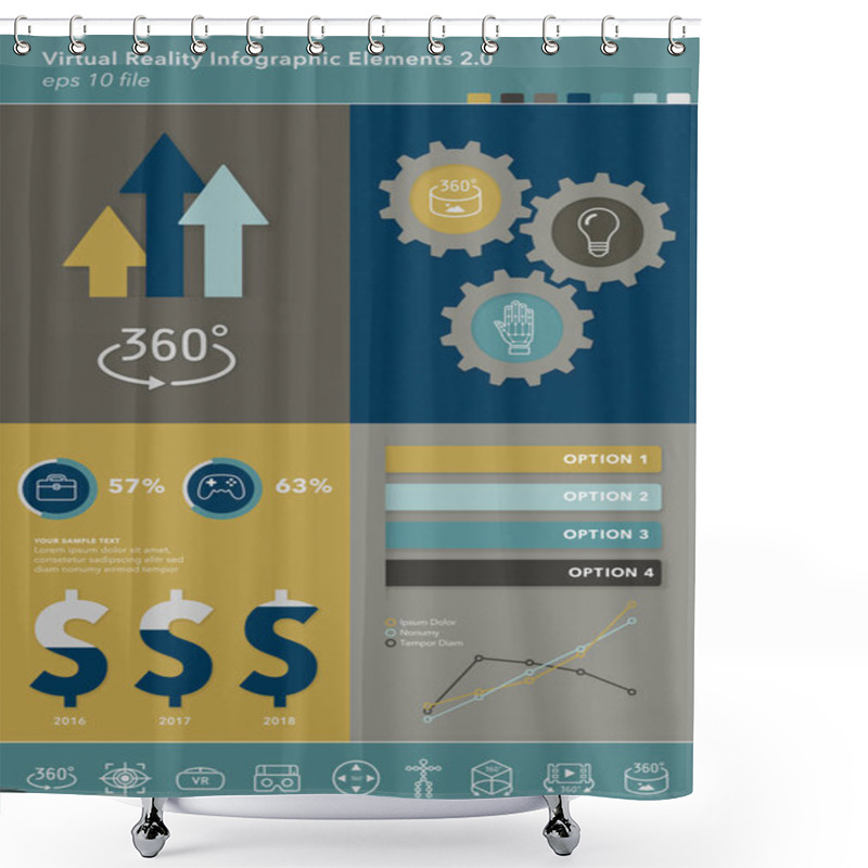 Personality  Modern Virtual Reality Infographic Elements With Icon Set Shower Curtains