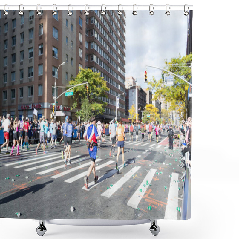 Personality  Marathon Runners Along First Avenue In The NYC Marathon 2016 Shower Curtains