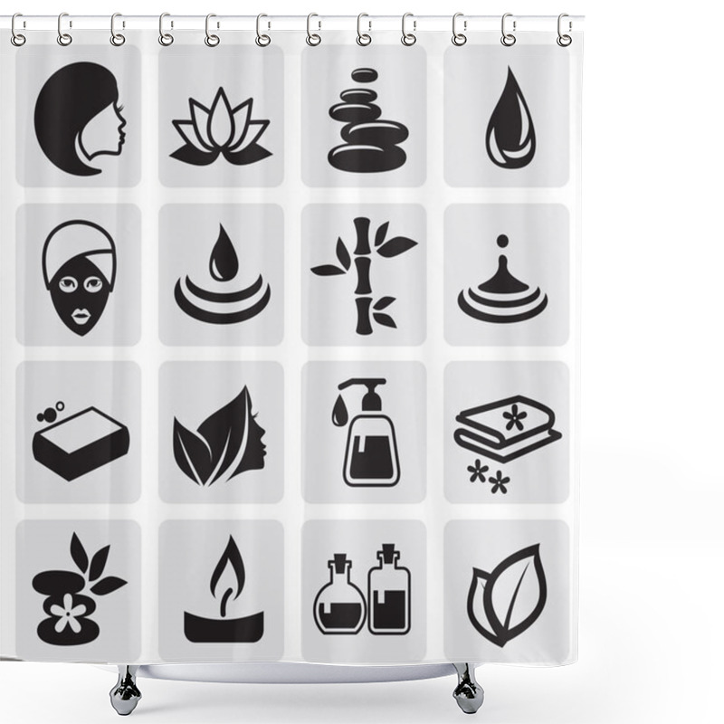 Personality  Spa Icons Set Shower Curtains