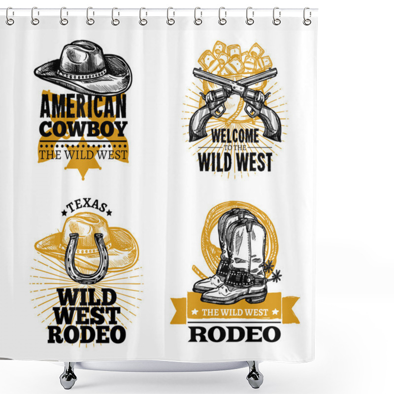 Personality  Cowboy Retro Emblems Shower Curtains