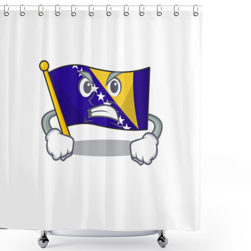 Personality  Illustration Of Angry Flag Bosnia Mascot Vector Illustration Shower Curtains