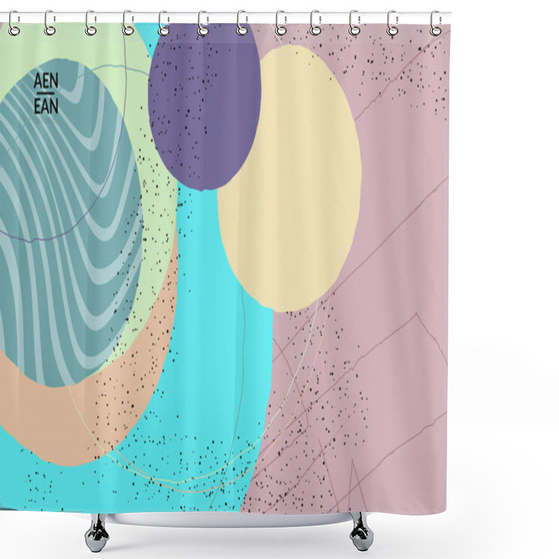 Personality  Social Media Background Template. Hand Drawn Organic Natural Motley Shapes. Wavy Lines Create Exotic Tropical Design. Vector Illustration For Marketing Technology. Modern Contemporary Style. Shower Curtains