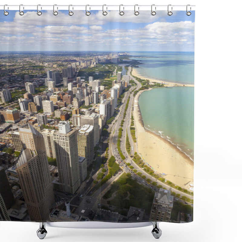 Personality  Chicago Downtown Aerial View Shower Curtains