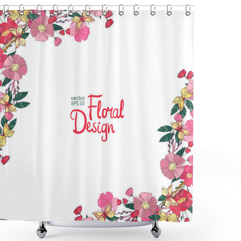 Personality  Floral Corner With Flowers Berries And Butterfly Shower Curtains